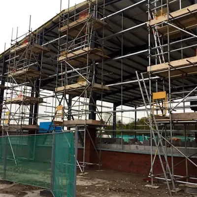 scaffolding under a roof